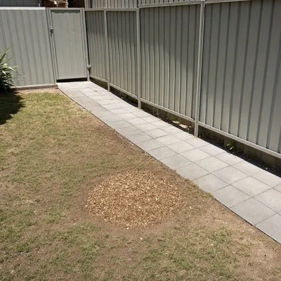 After: Old stump grinding through a narrow side path, Canberra